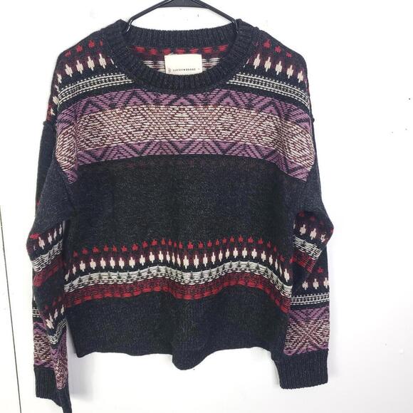 Lucky Brand Sweater Womens Small Cozy Cabin Ski Crew Neck Boxy Cropping - Picture 1 of 10